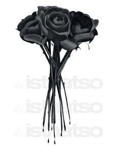 Black Roses Women's Scoop Neck Fashion T-Shirt - Black