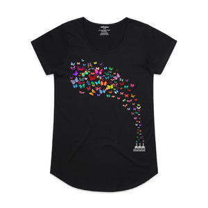 Factory Butterflies Women's Scoop Neck Fashion T-Shirt - Black