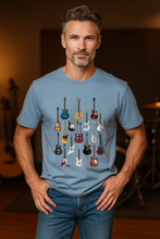 Load image into Gallery viewer, Famous Guitars - Men&#39;s T-Shirt - Mid Blue
