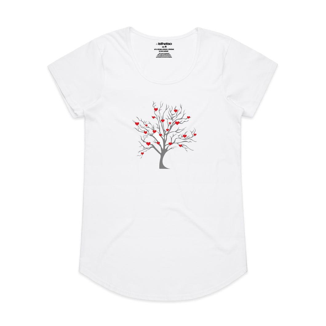 Hearty Tree Women's Scoop Neck Fashion T-Shirt - White