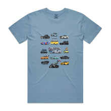 Load image into Gallery viewer, Movie Vehicles 1 - Men&#39;s T-Shirt - Blue.
