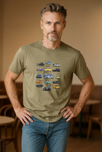 Load image into Gallery viewer, Movie Vehicles 1 - Men&#39;s T-Shirt - Eucalyptus.
