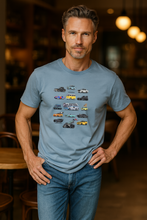Load image into Gallery viewer, Movie Vehicles 1 - Men&#39;s T-Shirt - Blue.
