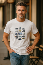 Load image into Gallery viewer, Movie Vehicles 1 - Men&#39;s T-Shirt - White Marle.
