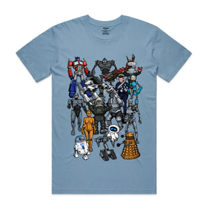 Robots Men's T-Shirt - Mid Blue