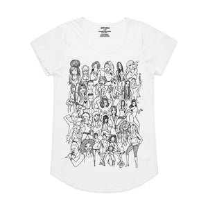 Rock Divas Women's Scoop Neck Fashion T-Shirt - White