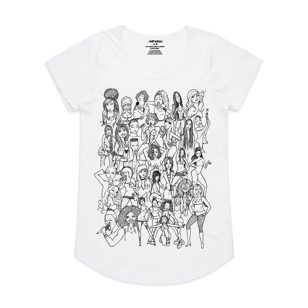 Rock Divas Women's Scoop Neck Fashion T-Shirt - White