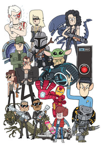 Science Fiction Characters Men's T-Shirt - Mid Blue