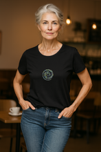 Load image into Gallery viewer, Crystal Koru Women&#39;s Scoop Neck Fashion T-Shirt - Black
