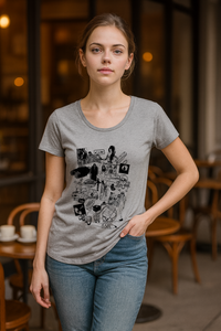 The Zero Years Women's Scoop Neck Fashion T-Shirt - Grey Marle