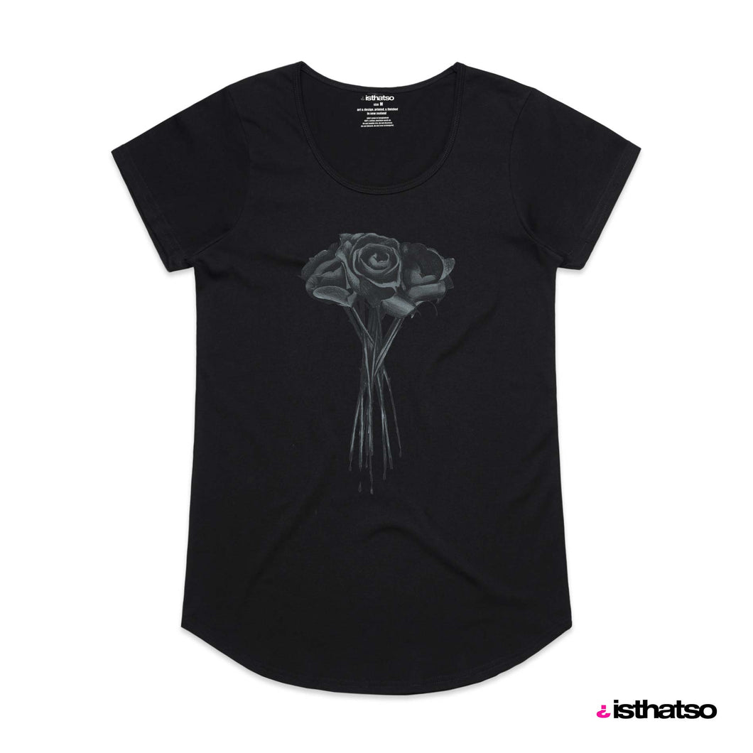 Black Roses Woman's Scoop Neck Fashion Tee from IsThatSo
