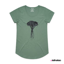 Load image into Gallery viewer, Black Roses Women&#39;s Scoop Neck Fashion T-Shirt - Sage Green
