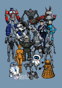Robots Men's T-Shirt - Mid Blue