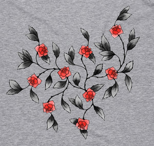 Wild Roses Women's Scoop Neck Fashion T-Shirt - Grey Marle
